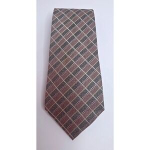 Sissy by Kansai Yamamoto Silk Tie Brown Grey Plaid Geometric Made in Japan